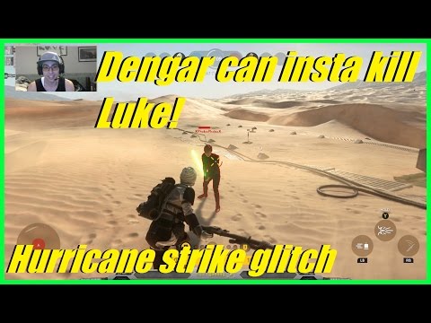 Star Wars Battlefront - How to insta kill Luke! | Dengar's hurricane strike 1 hits luke!  (glitch)