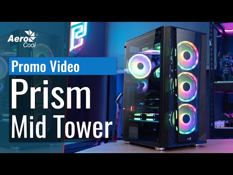 Aerocool Prism ARGB Midi-Tower, Tempered Glass - juodos spalvos video