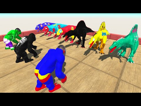 SPEED RACE CHAMPIONSHIP️ DEATH FALL FOREST SUPERHERO DINOSAURS - Animal Revolt Battle Simulator