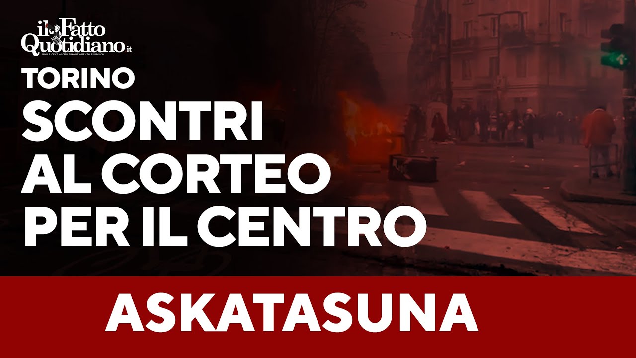 Idranti contro i manifestanti e cassonetti in fiamme: scontri al corteo per Askatasuna a Torino