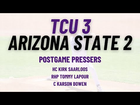 TCU 3, Arizona State 2 | Kirk Saarloos, Tommy LaPour, Karson Bowen Postgame Presser