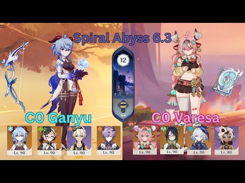 C0 Ganyu Burnmelt & C0 Varesa Hypercarry | Genshin Impact | Spiral Abyss 6.3 / Luna IV Floor 12