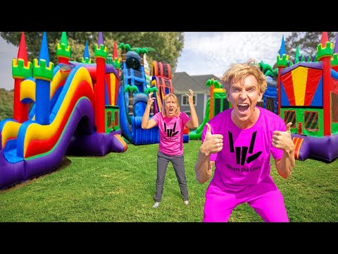 TURNED SHARER FAM HOUSE into a BACKYARD INFLATABLE OBSTACLE PARK!!
