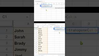 Switch columns to rows, or rows to columns with the TRANSPOSE formula in Google Sheets