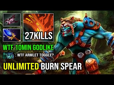 WTF 10Min Godlike Insane Armlet Toggle Unlimited Burning Spear Mid Huskar Dota 2