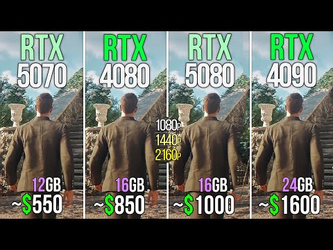RTX 5070 vs RTX 4080 vs RTX 5080 vs RTX 4090 - Test in 16 Games