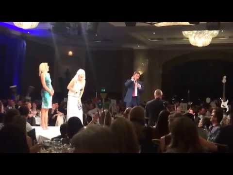 Rob Brydon presenting Tom Jones with his lifetime achievement award at O2 Silver Clef 2014