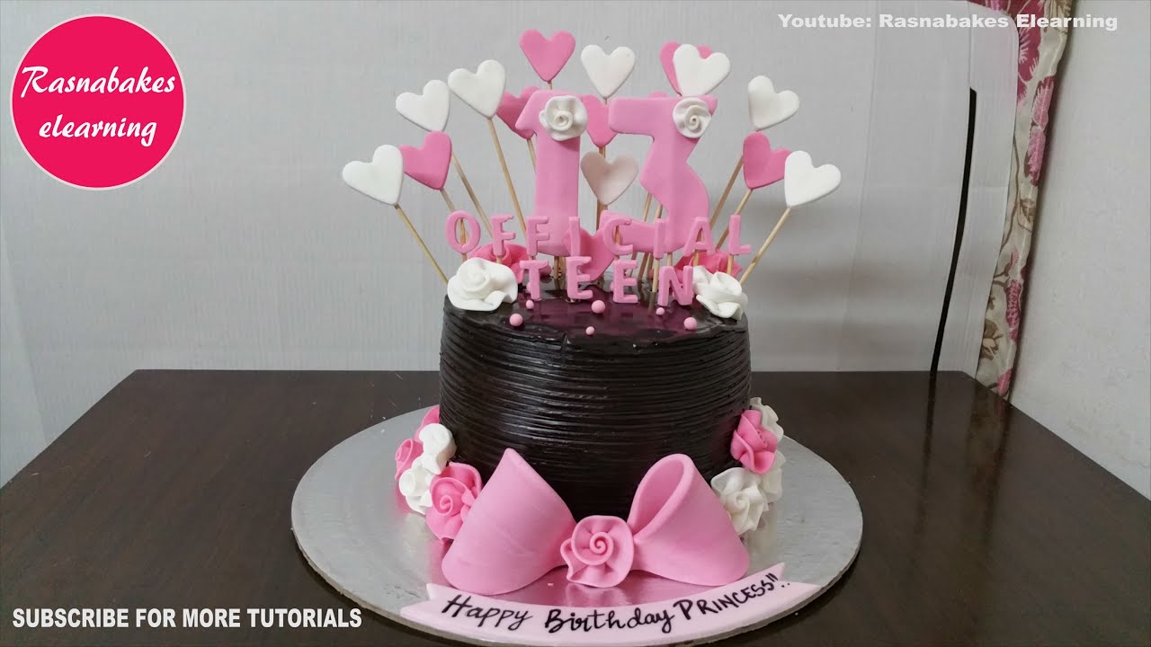 simple easy teenage teen girl 13th birthday cakes design ideas decoration tutorial at home