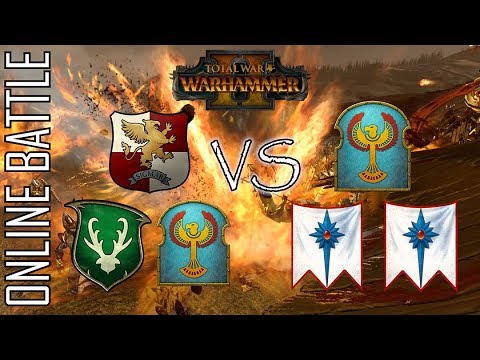EMPIRE/WOOD/KINGS vs HIGH/TOMB/ELVES! - 3v3 Online Battle Total War: Warhammer 2