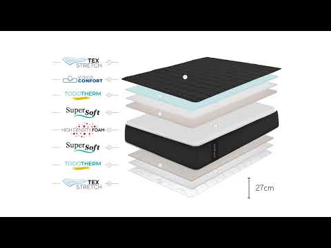 Colchón ortopédico Air Black multizona viscoelástico de 27 cm, con envío gratuito - Second Medium