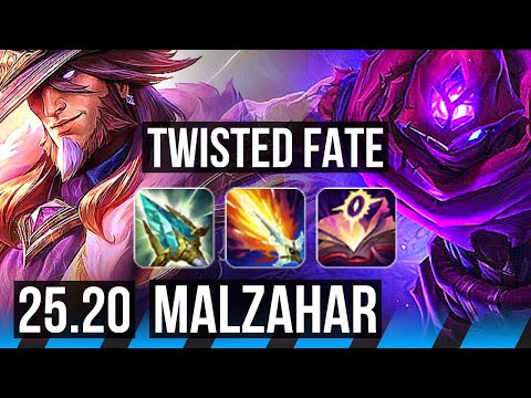 TWISTED FATE vs MALZAHAR (MID) | 14/2/10, 1400+ games, 33k DMG, Godlike | EUW Master | 25.20
