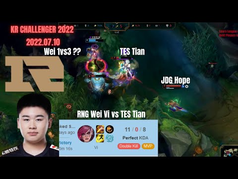 RNG Wei Vi KDA 11/0/8 Korea Challenger 2022 Patch 12.12 Replay How To Play Vi Jungle