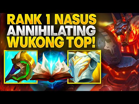 Rank 1 Nasus Annihilating Wukong Top (QUADRAKILL) | Carnarius | League of Legends