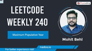 YouTube video 'Maximum Population Year | LeetCode 1854 | LeetCode Weekly 240 | Java | Hindi'