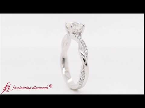 Round Cut Twisted Vine Diamond Engagement Ring In 14K White Gold-FD8253-R