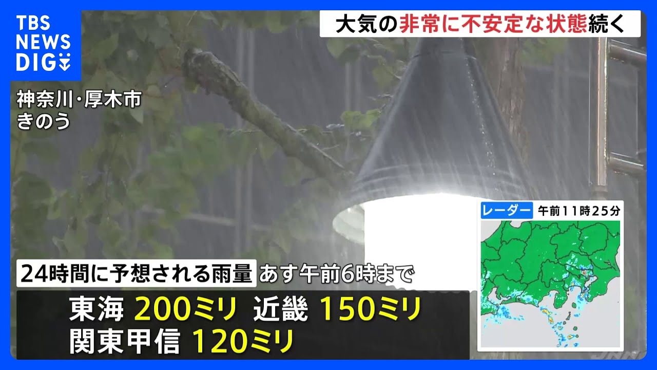 【台風10号最新】まだ東海道沖にほぼ停滞　今夜までに熱帯低気圧に変わる見込みも油断禁物　近畿から関東はさらに雨量増える見込み（1日11時30分現在）｜TBS NEWS DIG