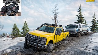 Ultimate Abandoned Truck Transport Challenge With R&R Yeti 5500 | SnowRunner | Logitech G29 Gameplay