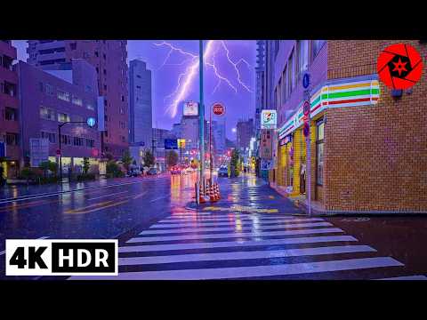 Tokyo Summer Evening Rain Storm - Thunder & Lightning #ASMR