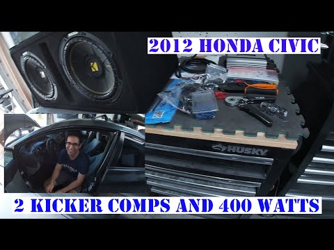 2 Kicker 10 inch subwoofers a 400watt amp/ car audio install for my nephew in his 2012 Honda Civic.