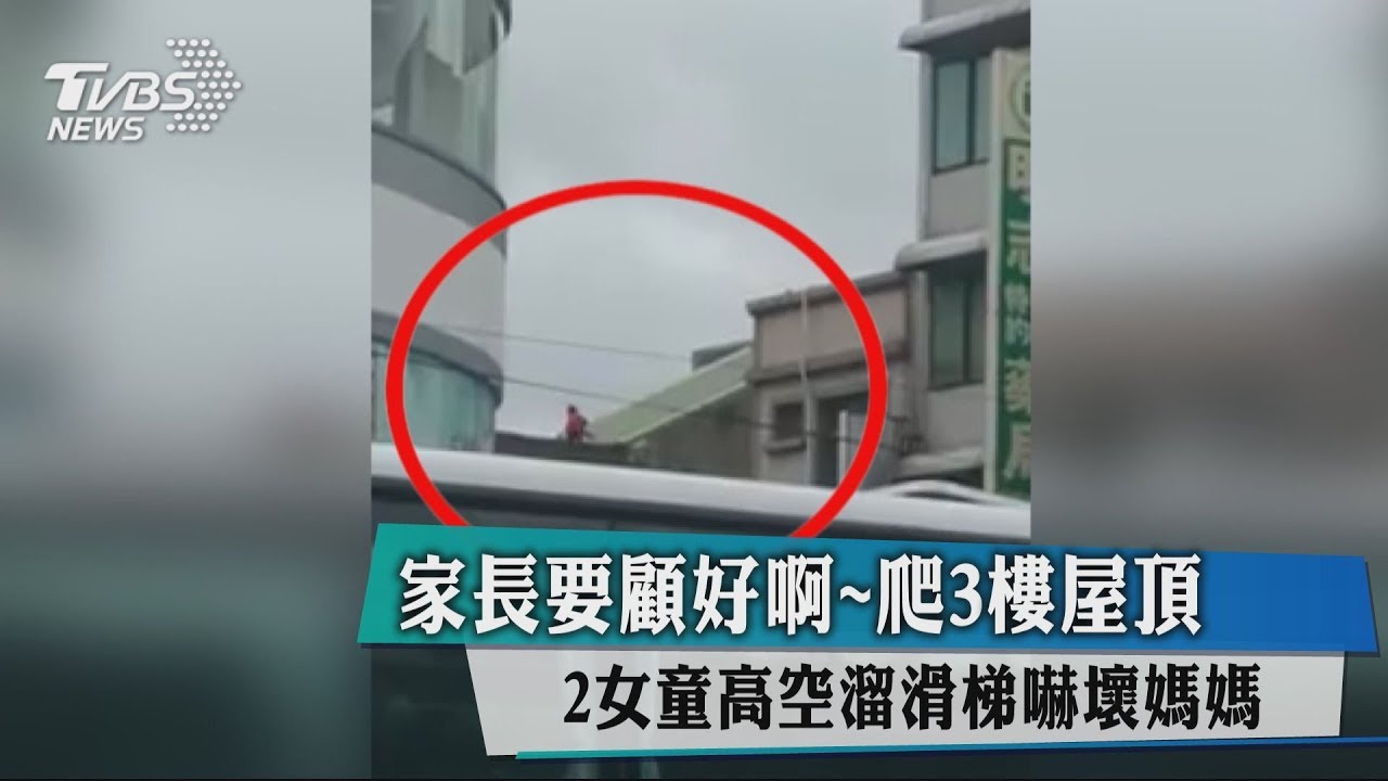 家長要顧好啊!2女童爬3樓屋頂斜坡 高空溜滑梯嚇壞媽