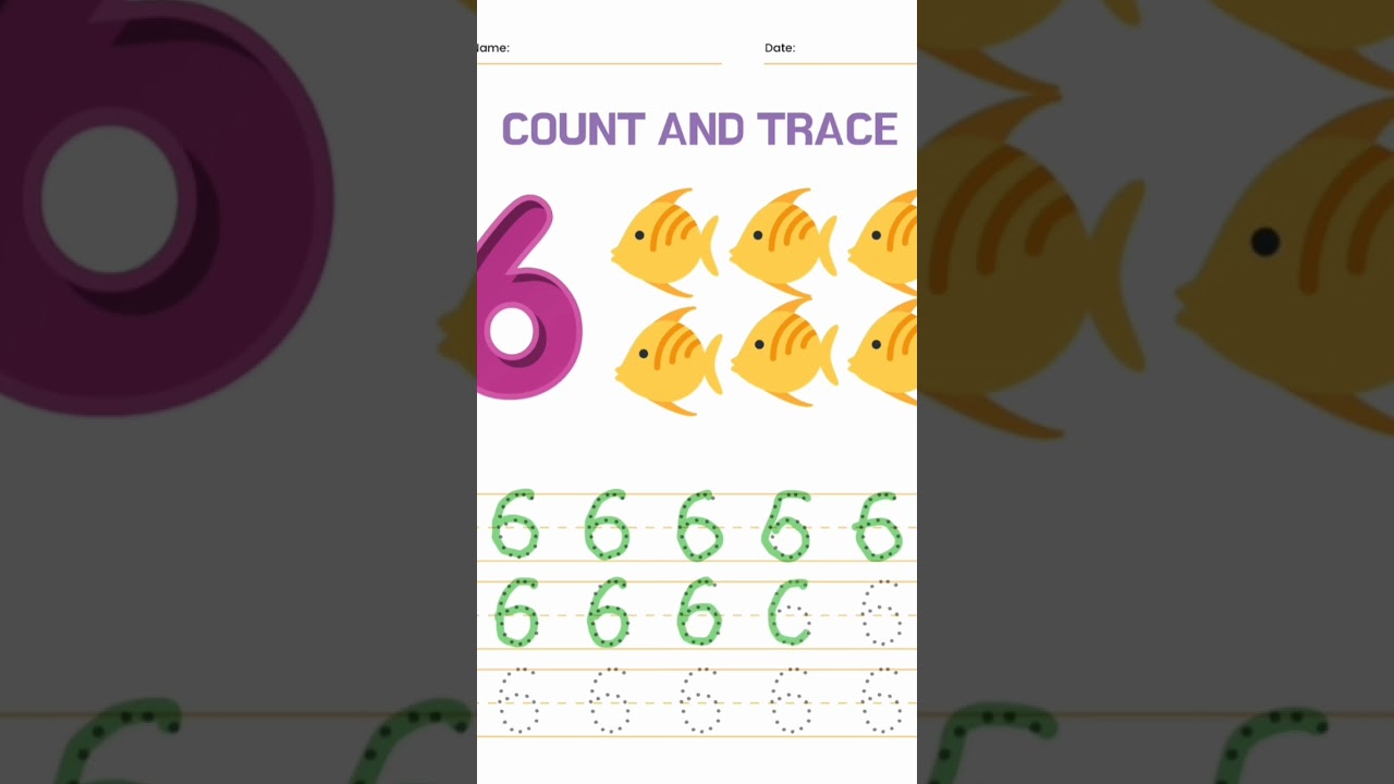 Count and Trace number 6 #shorts #numbers #learnnumbers #lkgworksheet #lkgworksheets #number6