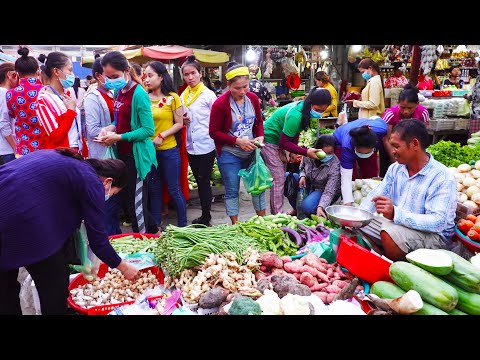 Wow Very Busy Market, Amazing Evening Market Scenes, Phnom Penh Suburban Fresh Food Market