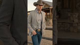 Mens Textured  Light Grey Western Blazer – Cowboy Style Casual Sport Coat for Men Classic Western Jacket video