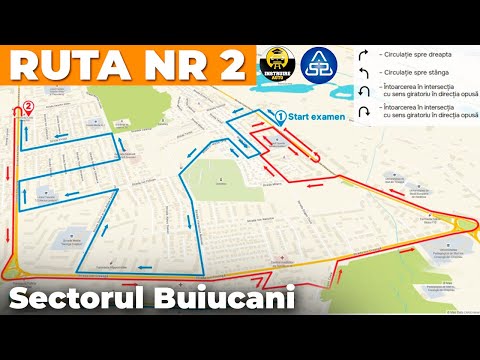 Ruta de examinare la proba practică Nr.2 Chișinău, sectorul Buiucani, 2025! Rutele de examinare noi
