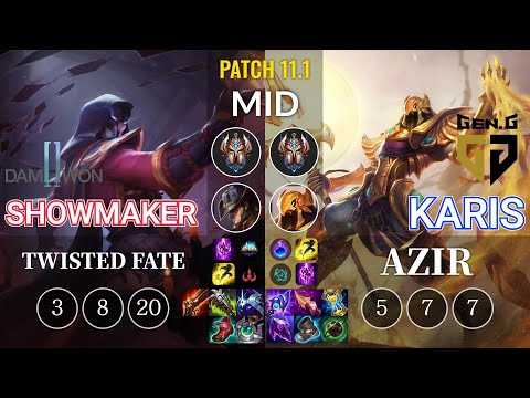 DWG Showmaker Twisted Fate vs GEN Karis Azir Mid - KR Patch 11.1