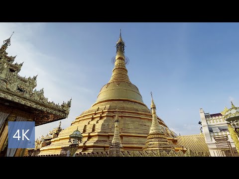 Caminhada relaxante até o Pagode de Botahtaung, perto do rio Yangon, comida de rua local, porto, vista para o rio, Mianmar
