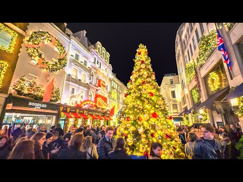 2025 London Christmas Lights Tour ✨ Bond Street Christmas Lights Walk 🎄 4K HDR