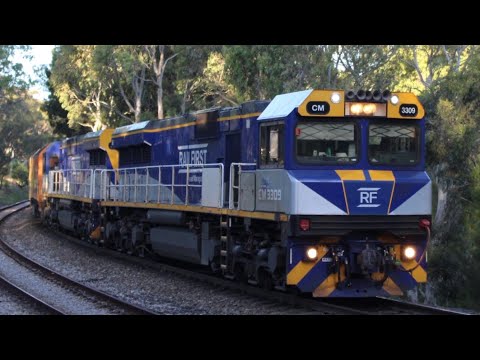 RailFirst’s CM3308 And CM3309 On Aurizon Grain Trains - Adelaide Hills Grain Action