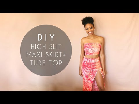 DIY High Slit Maxi Skirt + Tube Top (No Sewing Required) : 5 Steps