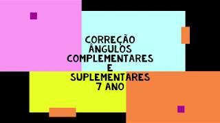 Exercício De Angulos Complementares E Suplementares 7 Ano Com Gabarito