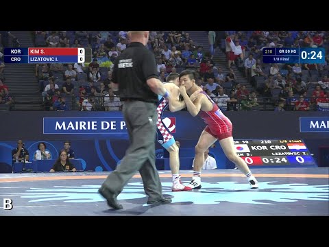 1/8 GR - 59 kg: S. KIM (KOR) df. I. LIZATOVIC (CRO) by VPO1, 12-6