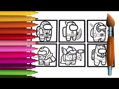 How To Color Among Us | Ironman Spiderman Captain America Thor Black Panther Deadpool | Marvel