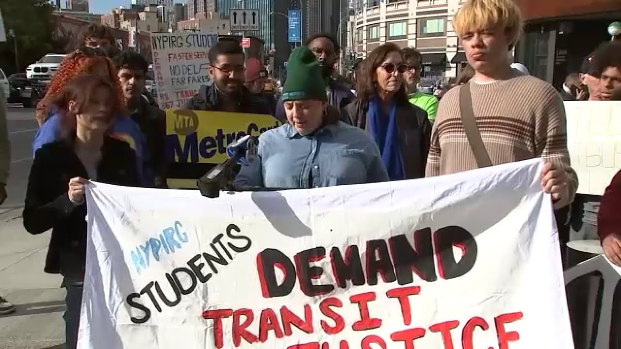 Bus riders protest in Brooklyn for faster service down Flatbush Avenue