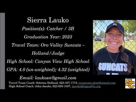 Sierra Lauko Softball Skills Video - 2023 Catcher 3B