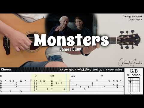 Monsters - James Blunt | Fingerstyle Guitar | TAB + Chords + Lyrics