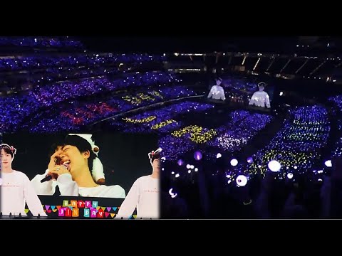 BTS & ARMY sing HAPPY BIRTHDAY to JIN at PTD on Stage Concert Day 4 | Surprise Moon event | 211202