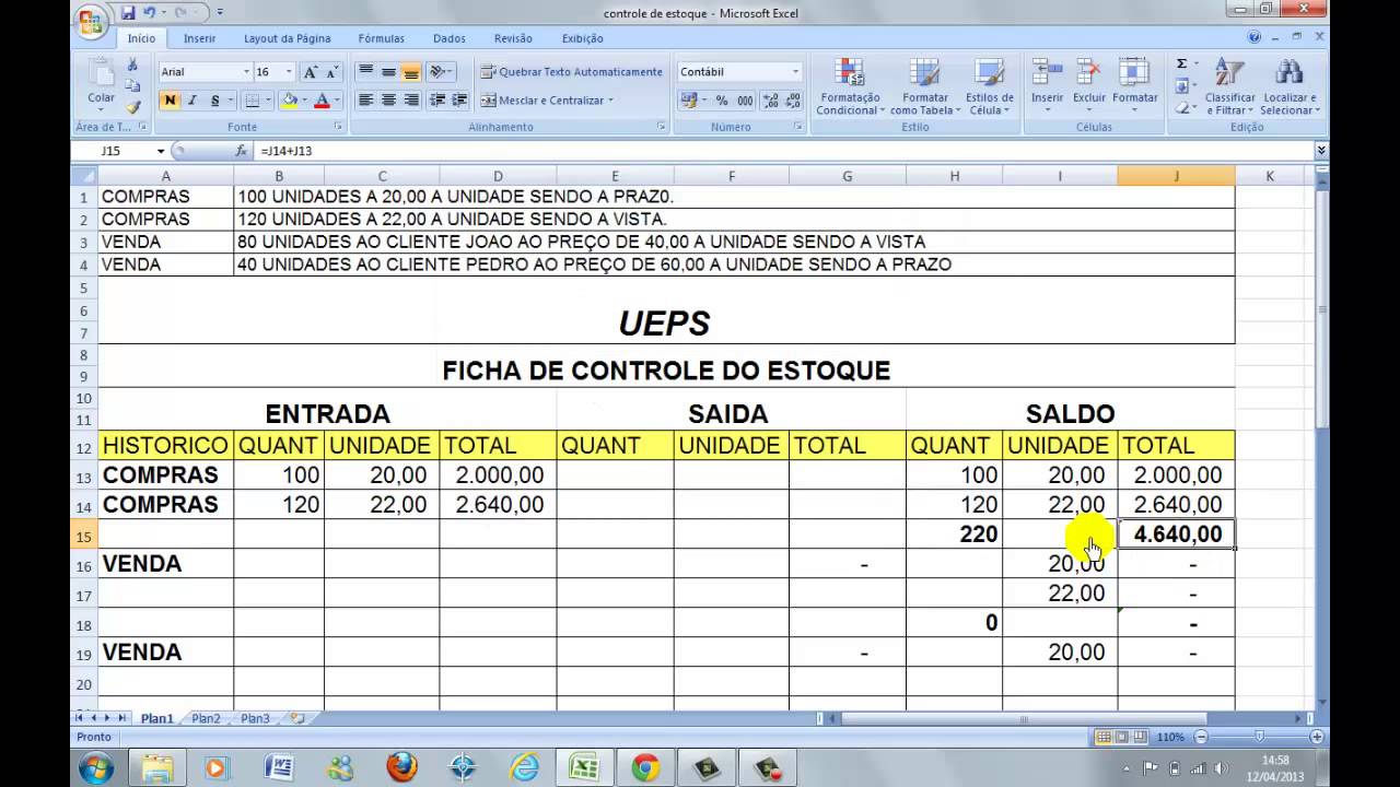 CONTROLE DE ESTOQUE UEPS