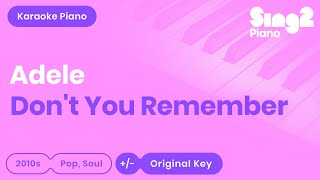 Adele - Don&#39;t You Remember (Karaoke Piano)