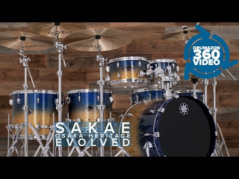 Sakae Osaka Heritage Evolved Maple Drum Kit, Lazurite Gold, 360 Rotation Video from Drumazon