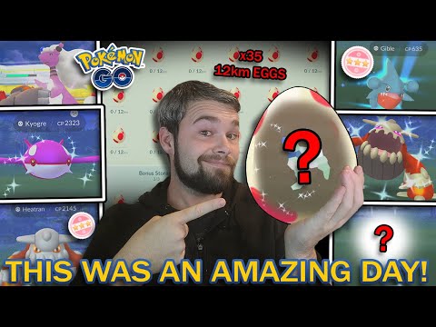 THIS WAS A CRAZY DAY! 4 SHINIES & 2 EXTREMELY RARE HUNDOS! HATCHING 35 12KM EGGS! (Pokemon GO)