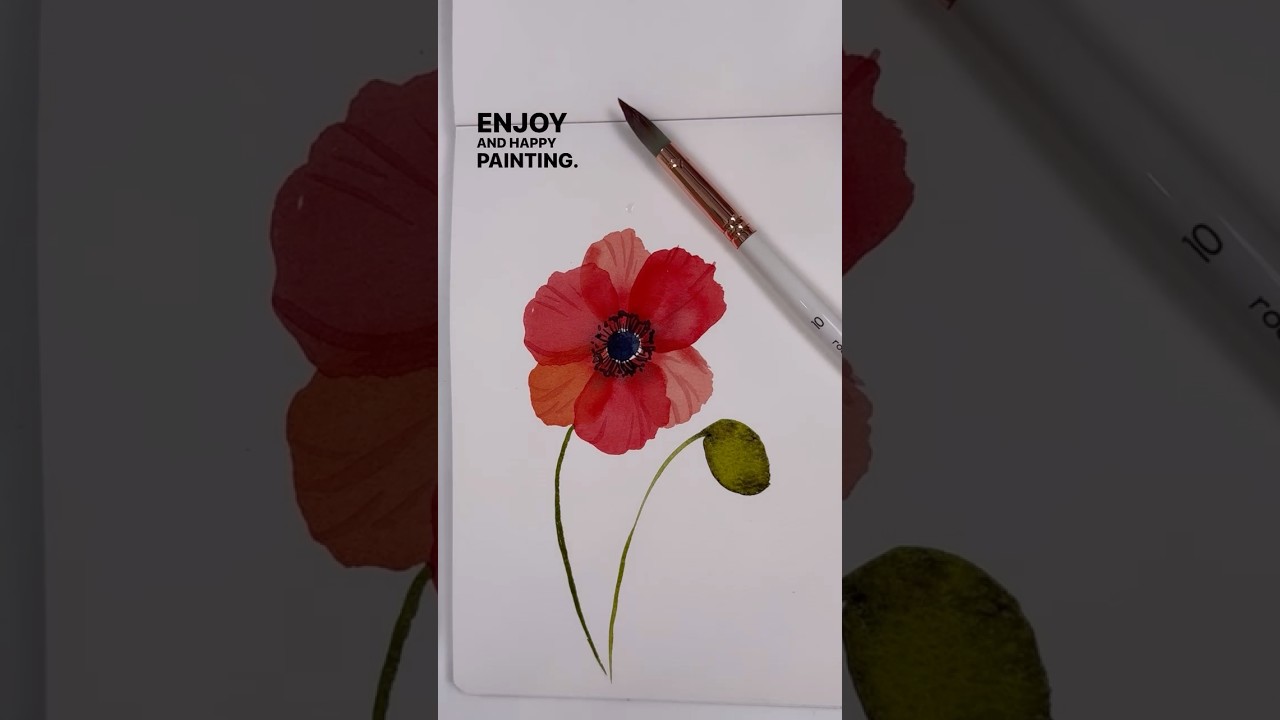 Easy watercolour poppy