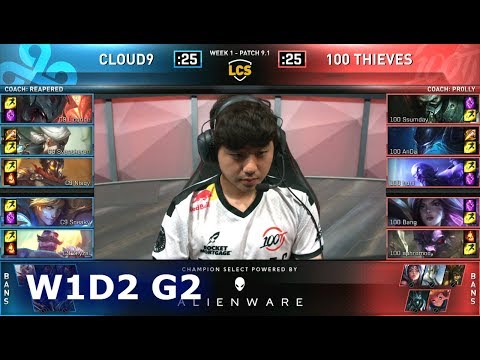 C9 vs 100 | Week 1 Day 2 S9 LCS Spring 2019 (ex-NA LCS) | Cloud 9 vs 100 Thieves W1D2