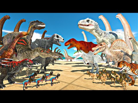 Dinosaurs Fights | Indominus Rex Team vs Indoraptor Team - Animal Revolt Battle Simulator