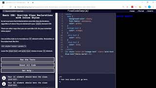 Basic CSS (30/44) | Override Class Declarations with Inline Styles | f