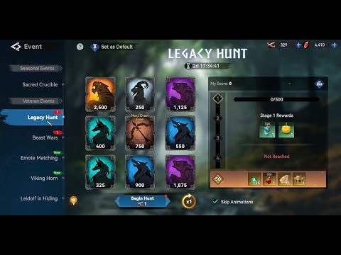 Viking Rise: Complete All 50 Legacy Hunt Stages as a F2P Player