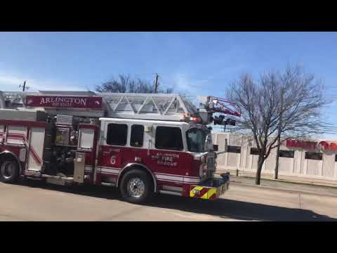 Arlington Fire Rescue Quint and Rescue 6 responding (Q,EQ, and Airhorn)